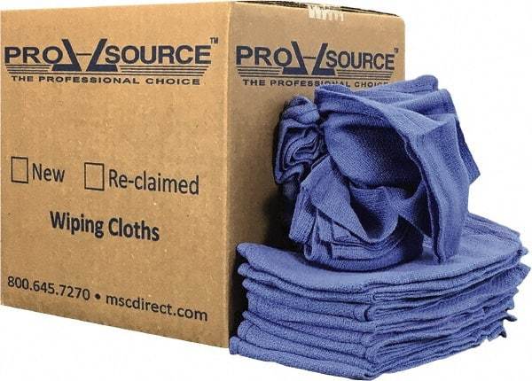 PRO-SOURCE - 25 Inch Long x 16 Inch Wide Virgin Cotton Rags - Blue, Denim, Lint Free, 5 Lbs. at 5 to 7 per Pound, Box - Exact Tool & Supply