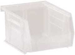 Quantum Storage - 10 Lb. Load Capacity, 5-3/8" Deep, Clear Polypropylene Hopper Stacking Bin - 3" High x 4-1/8" Wide x 5-3/8" Long - Exact Tool & Supply
