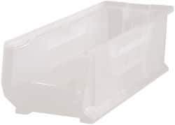 Quantum Storage - 125 Lb. Load Capacity, 23-7/8" Deep, Clear Polypropylene Hopper Stacking Bin - 9" High x 8-1/4" Wide x 23-7/8" Long - Exact Tool & Supply