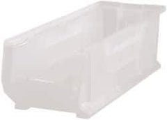 Quantum Storage - 125 Lb. Load Capacity, 23-7/8" Deep, Clear Polypropylene Hopper Stacking Bin - 9" High x 8-1/4" Wide x 23-7/8" Long - Exact Tool & Supply