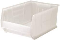 Quantum Storage - 125 Lb. Load Capacity, 23-7/8" Deep, Clear Polypropylene Hopper Stacking Bin - 11" High x 16-1/2" Wide x 23-7/8" Long - Exact Tool & Supply