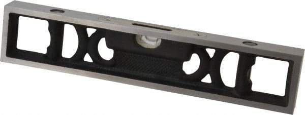 Starrett - 9" Long, 0.08" Graduation Sensitivity per 10", 3 Vials, Bench Level - Cast Iron - Exact Tool & Supply