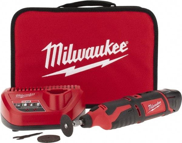 Milwaukee Tool - 12 Volt, Cordless Rotary Tool Kit - 5,000 to 32,000 RPM, Battery Included - Exact Tool & Supply