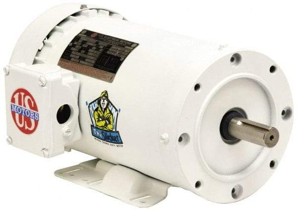 US Motors - 3/4 hp, TENV Enclosure, No Thermal Protection, 1,725 RPM, 115/208-230 Volt, 60 Hz, Single Phase Capacitor Start-Cap Run Motor - Size 56C Frame, C-Face Mount, 1 Speed, Ball Bearings, 9.2/4.7-4.6 Full Load Amps, F Class Insulation, Reversible - Exact Tool & Supply