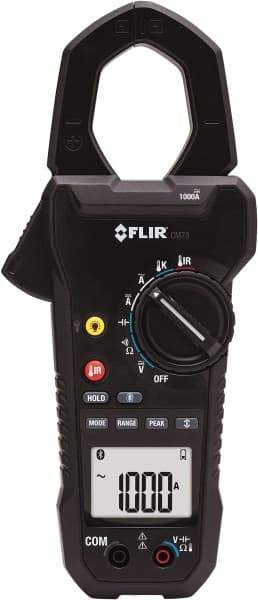 FLIR - CM78, CAT IV, Digital True RMS Clamp Meter with 1.7" Clamp On Jaws - 1000 VAC/VDC, 1000 AC/DC Amps, Measures Voltage, Capacitance, Current, Frequency, Resistance, Temperature - Exact Tool & Supply