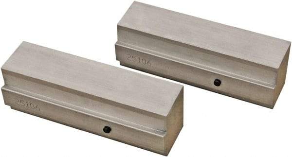 CarveSmart - 1-1/2" Wide x 2" High x 1-1/2" Thick, Flat/No Step Vise Jaw - Soft, Aluminum, Fixed Jaw, Compatible with 6" Vises - Exact Tool & Supply