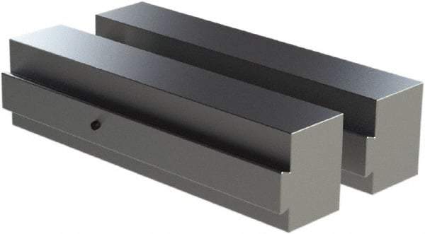 CarveSmart - 1-1/2" Wide x 2" High x 1-1/2" Thick, Flat/No Step Vise Jaw - Soft, Aluminum, Fixed Jaw, Compatible with 6" Vises - Exact Tool & Supply