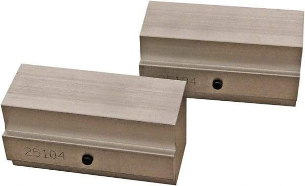 CarveSmart - 1-1/2" Wide x 2" High x 1-1/2" Thick, Flat/No Step Vise Jaw - Soft, Aluminum, Fixed Jaw, Compatible with 6" Vises - Exact Tool & Supply