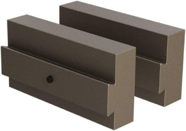 CarveSmart - 3/4" Wide x 2" High x 3/4" Thick, Flat/No Step Vise Jaw - Soft, Steel, Fixed Jaw, Compatible with 6" Vises - Exact Tool & Supply