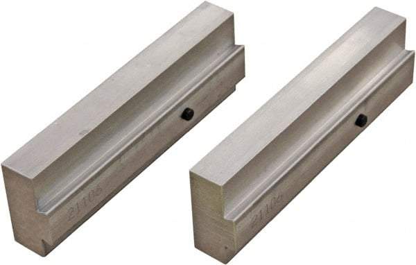 CarveSmart - 3/4" Wide x 2" High x 3/4" Thick, Flat/No Step Vise Jaw - Soft, Aluminum, Fixed Jaw, Compatible with 6" Vises - Exact Tool & Supply