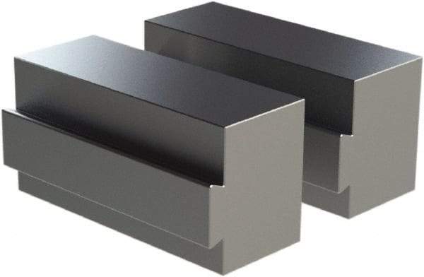 CarveSmart - 1-1/2" Wide x 2" High x 1-1/2" Thick, Flat/No Step Vise Jaw - Soft, Aluminum, Fixed Jaw, Compatible with 6" Vises - Exact Tool & Supply