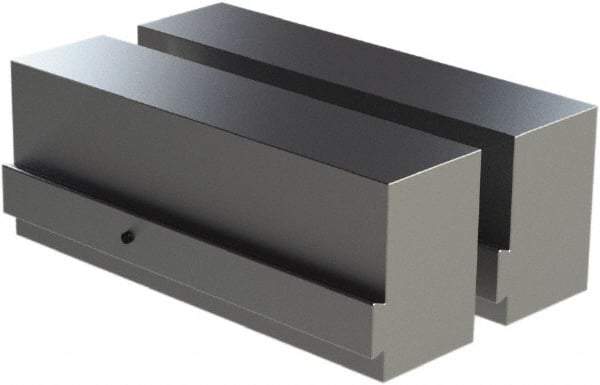 CarveSmart - 2" Wide x 3" High x 2" Thick, Flat/No Step Vise Jaw - Soft, Aluminum, Fixed Jaw, Compatible with 6" Vises - Exact Tool & Supply
