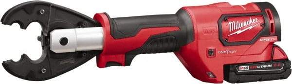 Milwaukee Tool - 6 Ton Electric Crimper - Includes Charger, 2 18V Li-Ion Batteries, Crimper Jaw, Carabiner, Utility Bucket Bag - Exact Tool & Supply
