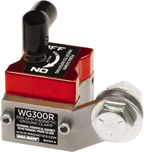 Mag-Mate - 300 Amps Grounding Capacity, 2-3/4" High, Rare Earth Magnetic Welding & Fabrication Ground Clamp - 150 Lb Average Pull Force, Square Magnet, Zinc Plated Steel Stud, Compatible with Flat & Round Surfaces - Exact Tool & Supply