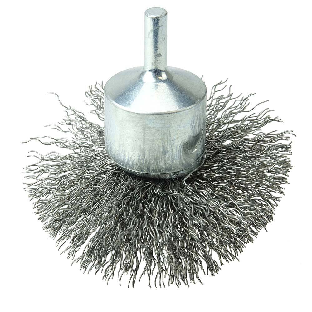 Weiler - End Brushes; Brush Diameter (Inch): 3 ; Fill Material: Steel ; Filament/Wire Diameter Range (Decimal Inch): 0.0201 and Above ; Filament/Wire Diameter (Decimal Inch): 0.0140 ; Wire Type: Crimped Wire ; Bridled: No - Exact Tool & Supply
