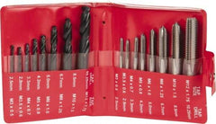 Hertel - 2.50 to 10.25mm Drill, M3x0.50 to M12x1.75 Tap, Hand Tap and Drill Set - Bright Finish High Speed Steel Drills, Bright Finish High Speed Steel Taps, Plug Chamfer, 16 Piece Set - Exact Tool & Supply