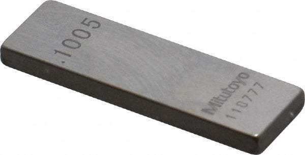 Mitutoyo - 0.1005" Rectangular Steel Gage Block - Accuracy Grade 0, Includes Certificate of Inspection - Exact Tool & Supply