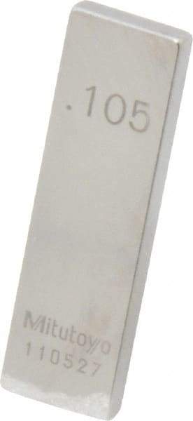 Mitutoyo - 0.105" Rectangular Steel Gage Block - Accuracy Grade 0, Includes Certificate of Inspection - Exact Tool & Supply