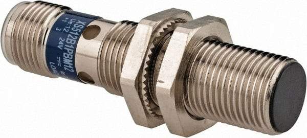 Telemecanique Sensors - PNP, NC, 2mm Detection, Cylinder Shielded, Inductive Proximity Sensor - 3 Wires, IP67, IP69K, 12 to 24 VDC, M12x1 Thread, 50mm Long x 0.71 Inch Wide - Exact Tool & Supply