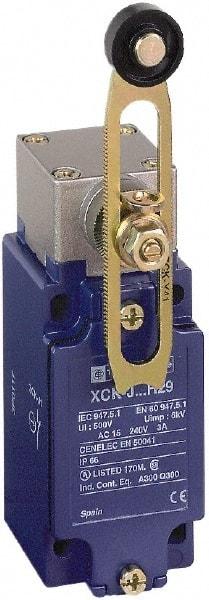 Telemecanique Sensors - SPDT, NC/NO, 240 VAC, 250 VDC, Screw Terminal, Roller Lever Actuator, General Purpose Limit Switch - 1, 2, 3, 4, 12 NEMA Rating, IP66 IPR Rating - Exact Tool & Supply