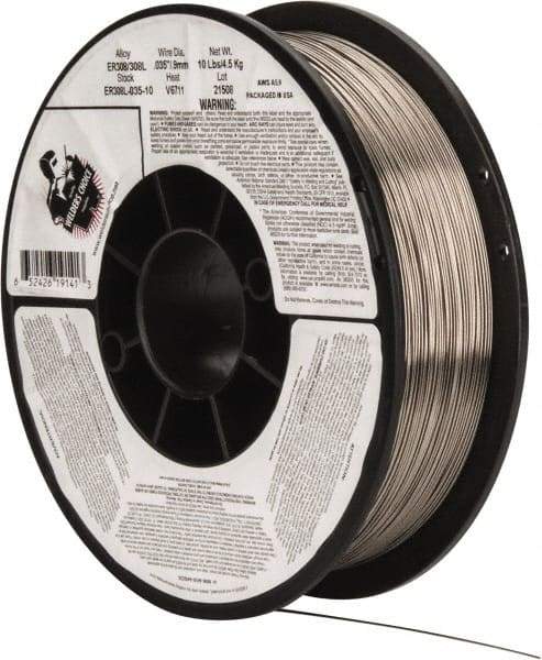 Welding Material - ER308L, 0.035 Inch Diameter, Stainless Steel MIG Welding Wire - 10 Lb. Roll - Exact Tool & Supply
