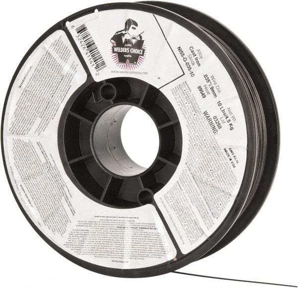 Welding Material - NI55FC-G, 0.035 Inch Diameter, Cast Iron, Gas Shielded, MIG Welding Wire - 10 Lb. Roll - Exact Tool & Supply