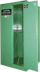 Securall Cabinets - 1 Door, Green Steel Standard Safety Cabinet for Flammable and Combustible Liquids - 46" High x 43" Wide x 18" Deep, Self Closing Door, 3 Point Key Lock, H Cylinder Capacity - Exact Tool & Supply