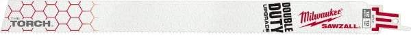 Milwaukee Tool - 12" Long, High Speed Steel Reciprocating Saw Blade - Straight Profile, 10 TPI, Toothed Edge, Tang Shank - Exact Tool & Supply