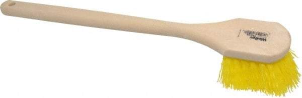 Weiler - 2" Bristle Length, Polypropylene Scrub Brush - 20" OAL, Straight Handle, Yellow, Foam Block - Exact Tool & Supply