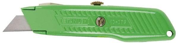 Stanley - Retractable Utility Knife - 2-7/16" Blade, Green Aluminum Handle, 3 Blades Included - Exact Tool & Supply