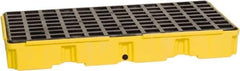 Eagle - 30 Gal Sump, 5,000 Lb Capacity, 2 Drum, Polyethylene Spill Deck or Pallet - 51-1/2" Long x 26-1/4" Wide x 6-1/2" High, Yellow, Drain Included, Low Profile, Vertical, Inline Drum Configuration - Exact Tool & Supply