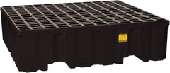 Eagle - 132 Gal Sump, 8,000 Lb Capacity, 4 Drum, Polyethylene Spill Deck or Pallet - 52-1/2" Long x 51-1/2" Wide x 13-3/4" High, Black, Liftable Fork, Drain Included, Vertical, 2 x 2 Drum Configuration - Exact Tool & Supply