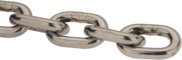 Value Collection - 9/32" Welded Stainless Steel Chain - 2,000 Lb Capacity, Grade 30, Cut to Length, Stainless Steel, Bright Finish - Exact Tool & Supply