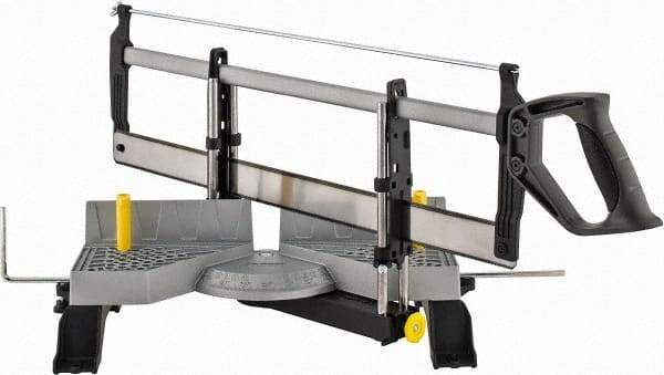 Stanley - 45°, 54°, 60°, 67.5°, 75°, 90° Miter Saw Miter Box & Saw - 14-1/2" Box Width x 27-3/4" Box Length - Exact Tool & Supply