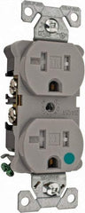 Cooper Wiring Devices - 125 VAC, 20 Amp, 5-20R NEMA Configuration, Gray, Hospital Grade, Self Grounding Duplex Receptacle - 1 Phase, 2 Poles, 3 Wire, Flush Mount, Chemical, Impact and Tamper Resistant - Exact Tool & Supply