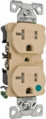 Cooper Wiring Devices - 125 VAC, 20 Amp, 5-20R NEMA Configuration, Ivory, Hospital Grade, Self Grounding Duplex Receptacle - 1 Phase, 2 Poles, 3 Wire, Flush Mount, Chemical, Impact and Tamper Resistant - Exact Tool & Supply