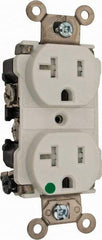 Cooper Wiring Devices - 125 VAC, 20 Amp, 5-20R NEMA Configuration, White, Hospital Grade, Self Grounding Duplex Receptacle - 1 Phase, 2 Poles, 3 Wire, Flush Mount, Chemical, Impact and Tamper Resistant - Exact Tool & Supply