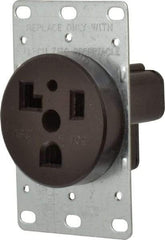 Cooper Wiring Devices - 125 VAC, 30 Amp, 5-30R NEMA Configuration, Black, Specification Grade, Self Grounding Single Receptacle - 1 Phase, 2 Poles, 3 Wire, Flush Mount, Corrosion Resistant - Exact Tool & Supply