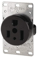Cooper Wiring Devices - 125 VAC, 50 Amp, 5-50R NEMA Configuration, Black, Specification Grade, Self Grounding Single Receptacle - 1 Phase, 2 Poles, 3 Wire, Flush Mount, Corrosion Resistant - Exact Tool & Supply
