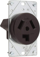 Cooper Wiring Devices - 125/250 VAC, 30 Amp, 10-30R NEMA Configuration, Brown, Specification Grade, Ungrounded Single Receptacle - 1 Phase, 3 Poles, 3 Wire, Flush Mount, Corrosion Resistant - Exact Tool & Supply