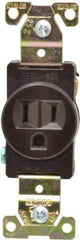 Cooper Wiring Devices - 125 VAC, 20 Amp, 5-20R NEMA Configuration, Brown, Industrial Grade, Self Grounding Single Receptacle - 1 Phase, 2 Poles, 3 Wire, Flush Mount, Chemical, Heat and Impact Resistant - Exact Tool & Supply