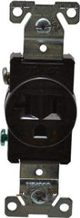 Cooper Wiring Devices - 125 VAC, 20 Amp, 5-20R NEMA Configuration, Brown, Industrial Grade, Self Grounding Single Receptacle - 1 Phase, 2 Poles, 3 Wire, Flush Mount, Chemical, Heat and Impact Resistant - Exact Tool & Supply