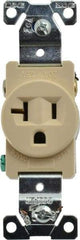 Cooper Wiring Devices - 125 VAC, 20 Amp, 5-20R NEMA Configuration, Ivory, Industrial Grade, Self Grounding Single Receptacle - 1 Phase, 2 Poles, 3 Wire, Flush Mount, Chemical, Heat and Impact Resistant - Exact Tool & Supply