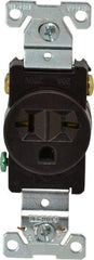 Cooper Wiring Devices - 250 VAC, 20 Amp, 6-20R NEMA Configuration, Brown, Industrial Grade, Self Grounding Single Receptacle - 1 Phase, 2 Poles, 3 Wire, Flush Mount, Chemical, Heat and Impact Resistant - Exact Tool & Supply
