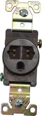 Cooper Wiring Devices - 250 VAC, 15 Amp, 6-15R NEMA Configuration, Brown, Industrial Grade, Self Grounding Single Receptacle - 1 Phase, 2 Poles, 3 Wire, Flush Mount, Chemical, Heat and Impact Resistant - Exact Tool & Supply