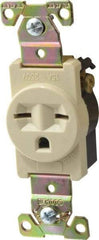 Cooper Wiring Devices - 250 VAC, 15 Amp, 6-15R NEMA Configuration, Ivory, Industrial Grade, Self Grounding Single Receptacle - 1 Phase, 2 Poles, 3 Wire, Flush Mount, Chemical, Heat and Impact Resistant - Exact Tool & Supply