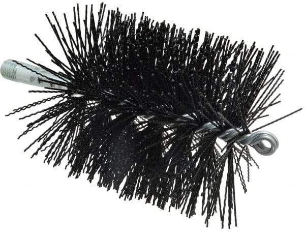 Schaefer Brush - 5" Brush Length, 4" Diam, Nylon Single Stem, Single Spiral Tube Brush - 7-1/4" Long, Nylon, 1/4" NPSM Male Connection - Exact Tool & Supply
