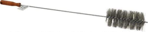 Schaefer Brush - 3" Diam, 6" Bristle Length, Boiler & Furnace Fiber Brush - Standard Wood Handle, 27" OAL - Exact Tool & Supply