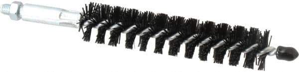 Schaefer Brush - 4" Brush Length, 13/16" Diam, Nylon Single Stem, Single Spiral Condenser Tube Brush - 6-1/4" Long, Nylon, 1/4-28 Male Connection - Exact Tool & Supply