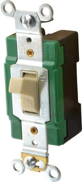 Cooper Wiring Devices - 1 Pole, 120 to 277 VAC, 30 Amp, Industrial Grade, Toggle, Wall and Dimmer Light Switch - Fluorescent - Exact Tool & Supply